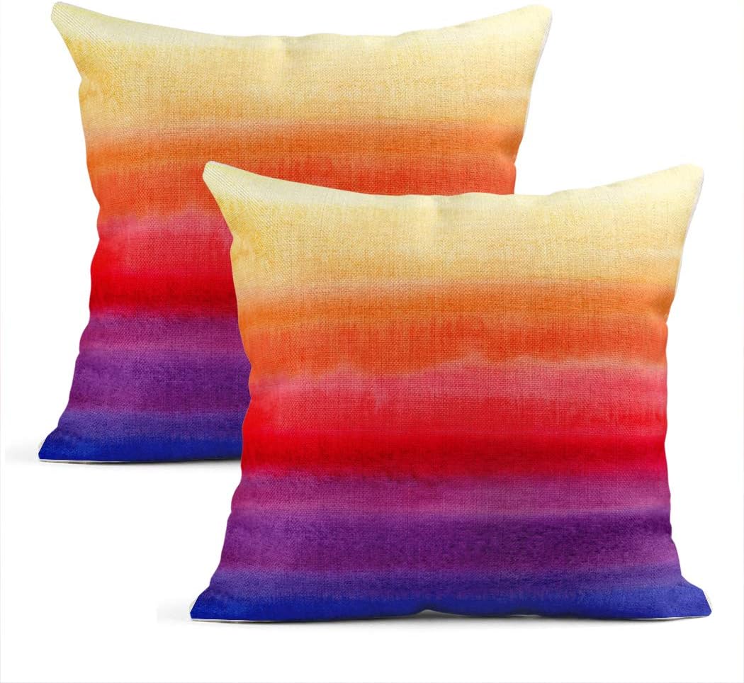 Sayakki Set of 2 Throw Pillow Covers Square 16 X 16 Inch Bright Colorful Watercolor