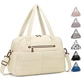 Pritent Travel Duffle Bag,Puffer Carry On Duffel Bag with Laptop Compartment Waterproof Overnight Weekender Bags for Women Large Hospital Tote Bags for Labor and Delivery(Medium,Beige）