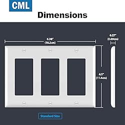 CML 3-Gang Decorator Wall Plates, 4 Pack Electrical