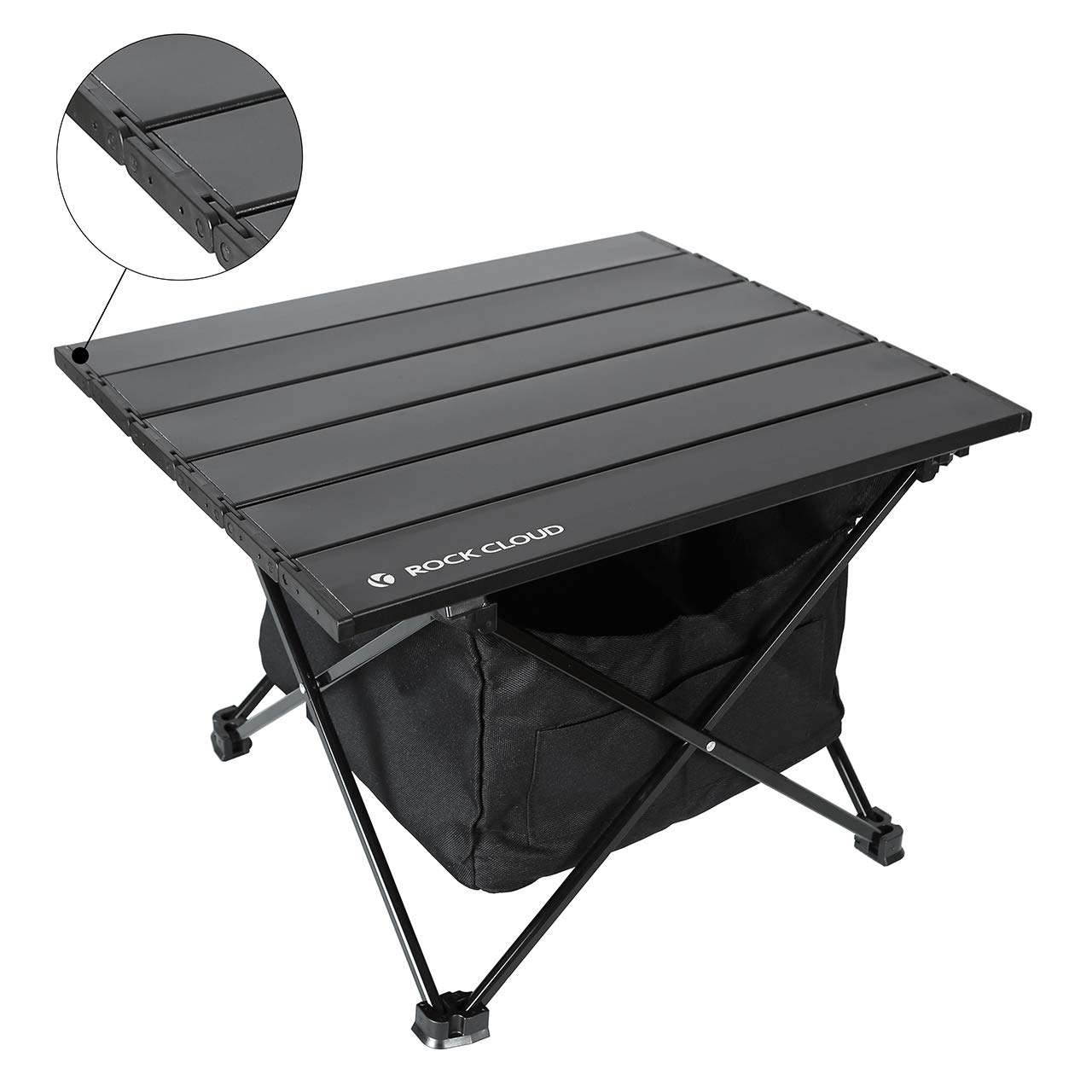 ROCK CLOUD Portable Camping Table Ultralight Aluminum Folding Beach Table Camp for Camping Hiking Backpacking Outdoor Picnic (Black,with Storage Bag, Small)