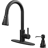 VXV Kitchen Faucet with Soap Dispenser, 3 Modes Kitchen Faucet with Pull Down Sprayer, Stainless Steel Sink Faucet for Farmhouse, Bar, and RV, with Deck Plate and 1/2'' Adapters