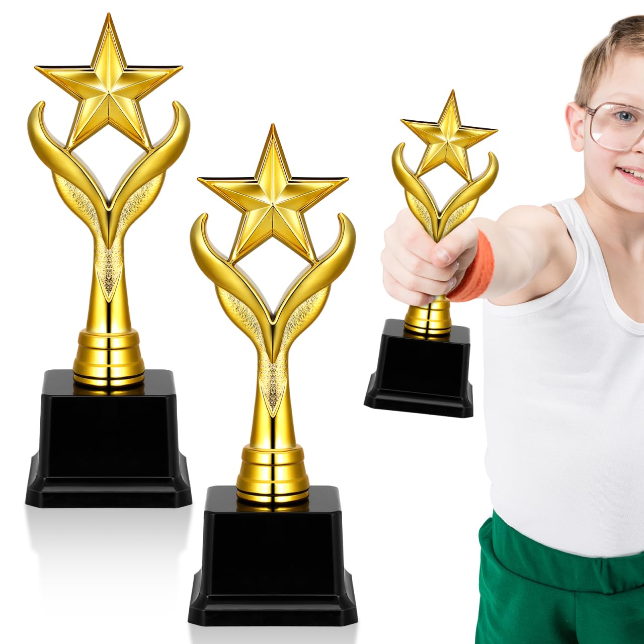 Operitacx Pentagram Shaped Trophy Cup 8.9 Inch for Ceremony Party Competition Award Trophy for Kids and Students Celebration