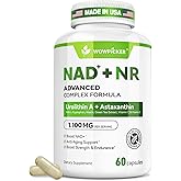 Liposomal NAD+ Supplement for Women 1,100mg - Alternative for NMN Supplement - Green Tea Extract + Astaxanthin - Pure NAD Booster for Anti-Aging, Energy, Brain Health, Focus - 60 Capsules, Made in USA