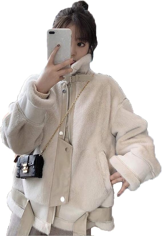 Amazon Kenizu ボアジャケット レディース ボアコート アウターコート ブルゾン ボア もこもこ 防寒 カジュアル レディース 冬 ゆったり アウトドア 暖かい コート ジャケット 通販