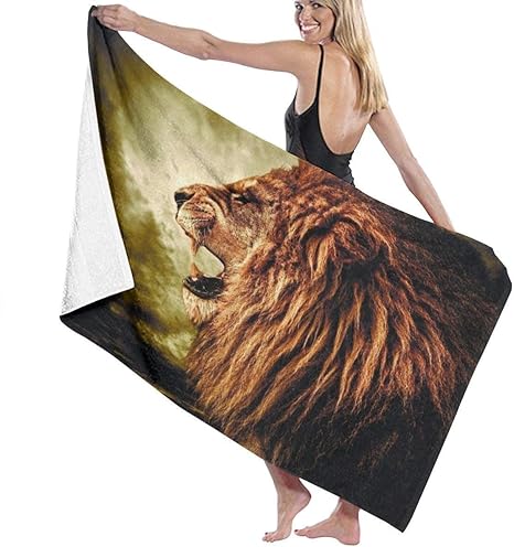 Amazon ライオンビーチタオル人格プール水特大バスタオル80x130 Cm バスタオル ホーム キッチン オンライン通販