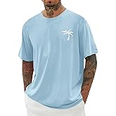 iudam Mens Short Sleeve T-Shirt Graphic Loose Fit Tee Crew Neck Palm Tree Summer Shirts