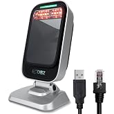 OBZ Barcode Scanner Desktop Hands-Free 1D 2D Omnidirectional QR Reader | Automatic,Adjustable Body,1.8M USB Cable,plug-play,PDF417 Data Matrix Image Sensing for Warehouse,Supermarket,Library,PC,POS