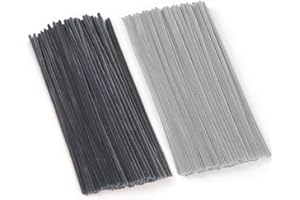 PYRISUU Grey Pipe Cleaners, 100 Pieces Chenille Stems Craft, 12 inch Long Fluffy Pipe Cleaners for Creative DIY Art Craft Projects, Home Decoration Supplies (6 mm x 30 cm, Grey Series-2 Colors)