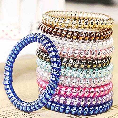 GoolCoinKit Creative Elastic Telephone Wire Cord Hair Band Ties Band Rope Bobbles Girls Headwear Hair Accessories Random Color CoolGoodsKit Multicolor 20PCS