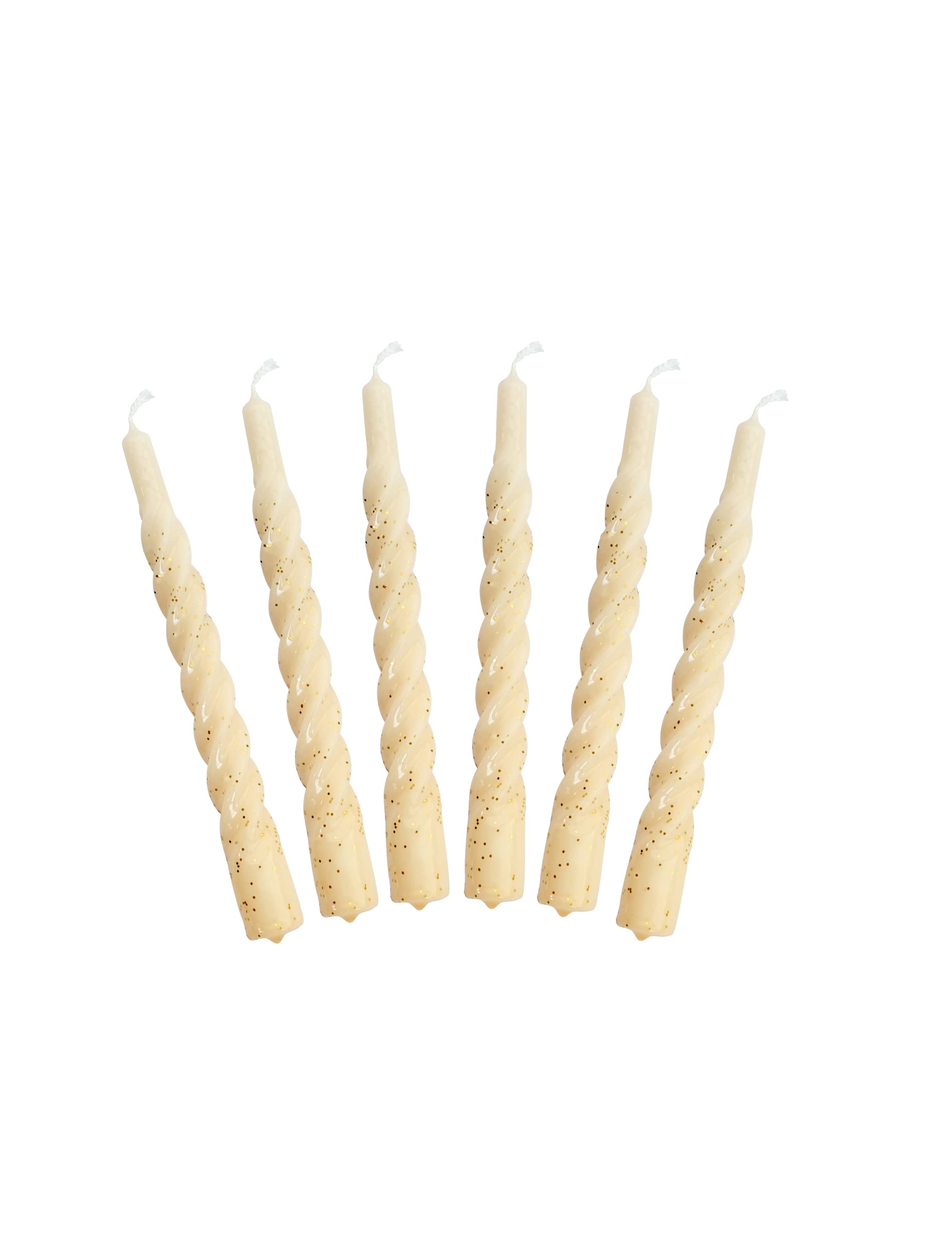 Candles with a Twist, Creme with Glitter Twisted, Unscented Candles, 6 pcs.