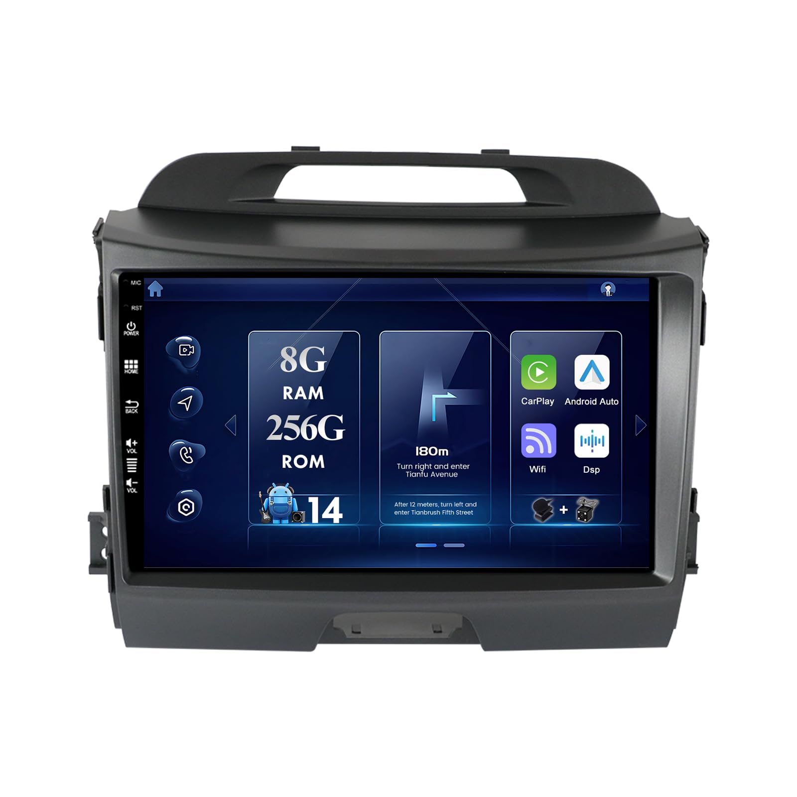 MISONDA 8G+256G- Android 14 Double Din Car Stereo Radio For Kia Sportage 2011-2016 - Wireless CarPlay/Android Auto/DSP - Camera & MIC - SWC BT DAB RDS FM