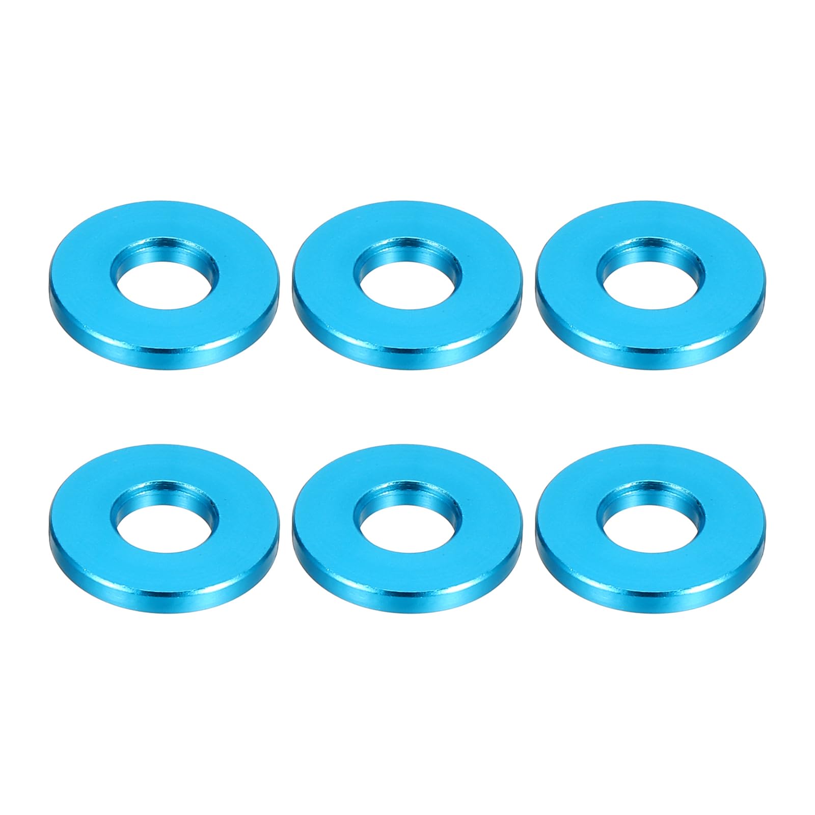 PATIKIL M6 Aluminum Spacers, 6 Pcs Metal Spacers Aluminum 6.2mm ID x 15mm OD x 2mm L Aluminum Spacer Screw Standoff Round for 1/4" or M6 Screw Bolts,Blue
