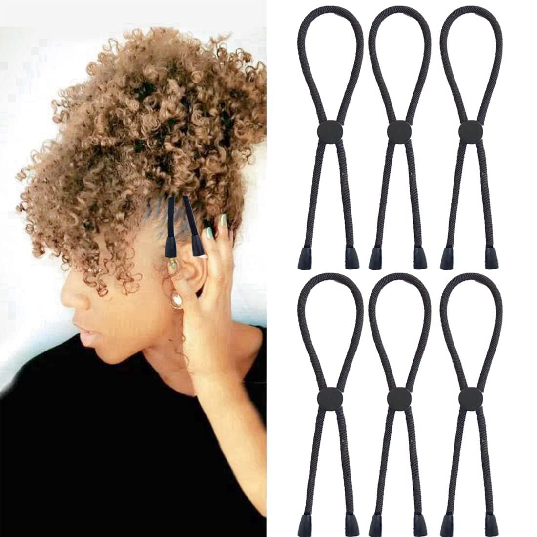 Photo 1 of FEEZENT 6PCS Adjustable Headband Hair Tie for Thick Heavy Natural Kinky & Curly Hair, C-1 Count (Pack of 6)