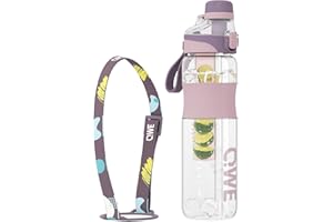 QWE Sports Water Bottle Large Capacity with Carry Handle,double drinking,high-capacity,1000ml/34oz,Heat-resisting,Reusable,BPA-Free,Perfect for Travel, School, Outdoors, Cycling and Gym (Purple)