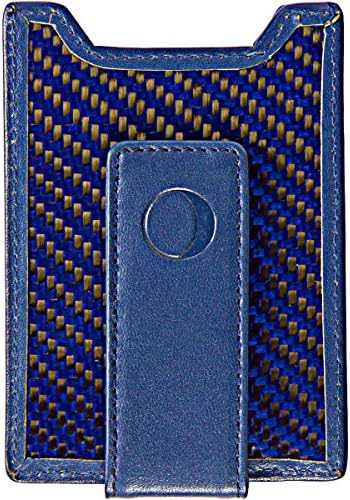 HOLIDAY CLEARANCE SALE - Slim Blue Money Clip Wallet - Carbon Fiber with RFID Blocking Credit Card Holder