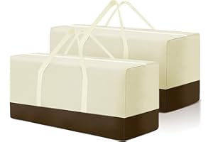 UTHEM 2 Pack Extra Large Patio Outdoor Waterproof Cushion Storage Bag, Outdoor Cushion Furniture Storage Bag with Handles andZippered 68 x 30 x 20 Inch, Beige