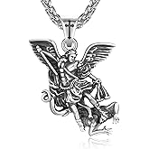 F4DEDAN St Michael Pendant for Men 925 Sterling Silver The Archangel Michael Catholic Religious Christian Gift