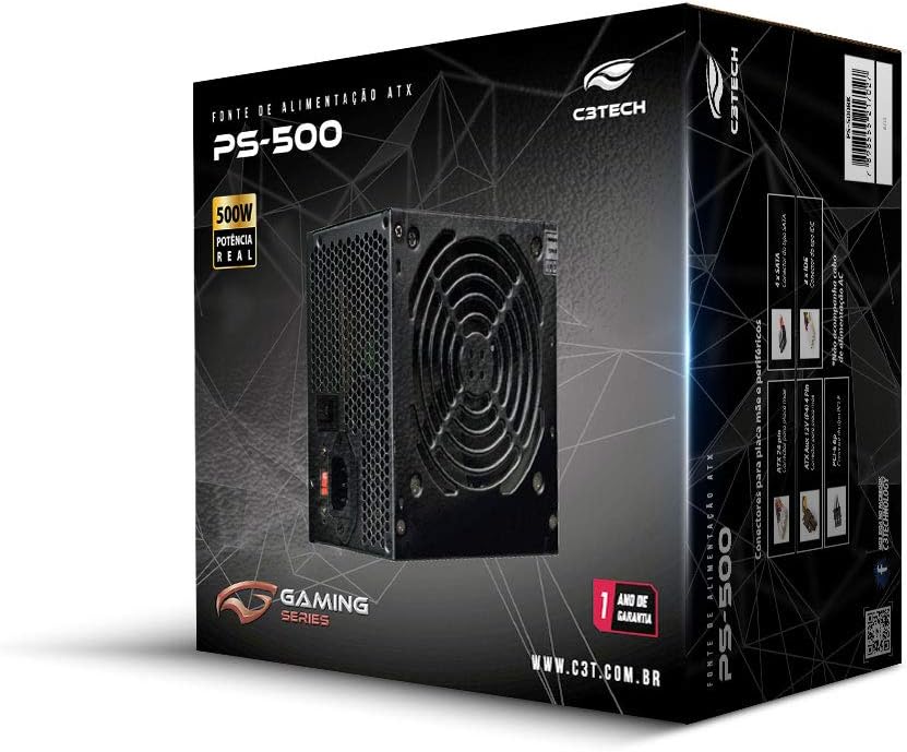 Fonte 500W ATX  Gaming Series, C3TECH PS-500BK