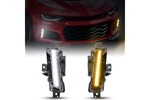 LDETXY Daytime Running Lights Kit for 2016 Chevy Camaro LT / 2017 2018 Camaro LS RS LT ZL1 / 2019-2022 Camaro ZL1, Turn Signal Fog Lights DRL Headlights with Yellow Turning Function, 2PCS