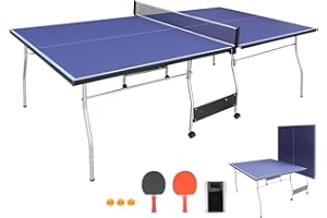 FONICHR Professional Ping Pong Table Tennis Table Foldable Ping Pong Table Top Full Size Waterproof Clearance with1 Ball Network & 2 Table Tennis Paddles 3 Table Tennis Indoor Multiplayer