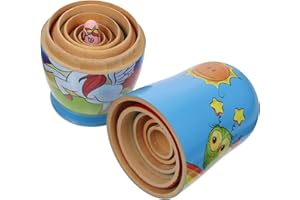 Beaupretty Six-Layer Wooden Unicorn Nesting Doll Painted Russian Matryoshka with Smooth Surface Cartoon Home