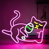YUEYYNS Cat Beer Neon Sign, Bar Neon Signs for Wall Decor, Animal Wall Art Neon Light Sign for Bedroom Men Cave Home Bar Cat Theme Birthday Party Home Area Decor