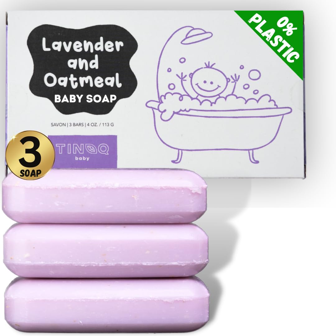 Baby Wash and Shampoo | Organic Baby Soap Bar | HYPOALLERGENIC Bath Soap Sensitive Skin | Relaxing Lavender Oil & Oatmeal | Fragrance-Free | Plastic Free | No SLS | Vegan | 2 Bars