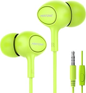Earbuds, MIATONE Wired in- Ear Earbuds with Microphone, Dynamic Crystal Clear Sound Ergonomic Ear Buds Earphones Headphones for iPhone. iPad, Android, BlackBerry - Green