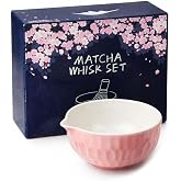 Matcha Bowl with Spout, Japanese Style Ceramic Chawan for Whisking | Pink Ceramic Matcha Mixing Bowl with Pour Spout, Texture