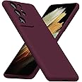LoeoeL for Samsung Galaxy S21 Ultra Phone Case Silicone, Minimalist Ultra Thin Slim Soft Rubber Gel Solid Color Matte TPU Cute Case for Women, Girly Aesthetic Design & Camera Cover, Burgundy Maroon