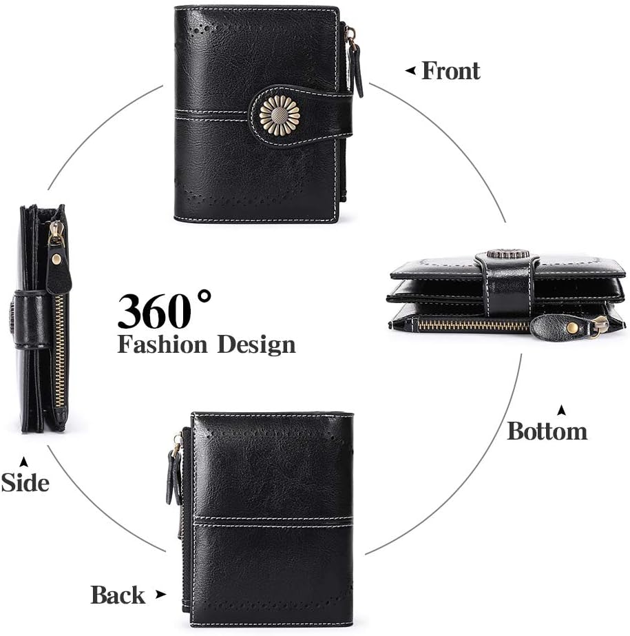 SENDEFN Bifold Purse Card Holder Wallet Genuine Leather RFID Blocking Wallet for Women with 16 Card Slots - Image 5