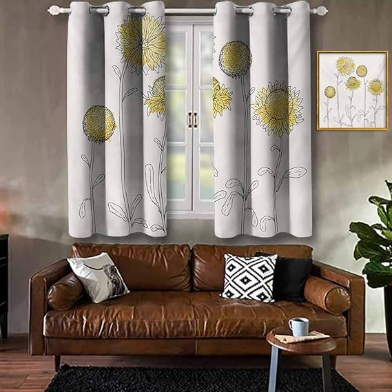 Jinguizi Yellow Flower Drapes and Curtains Indoor Hand