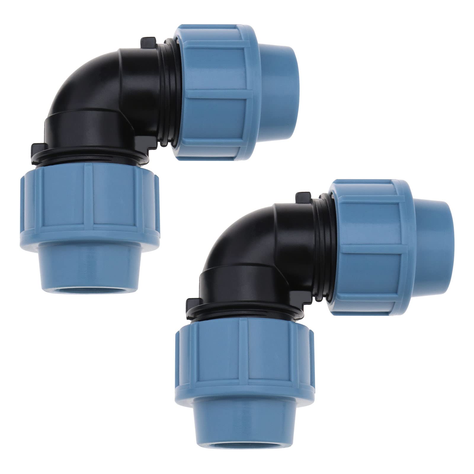 OTOTEC 2Pcs Water Pipe Elbow Replacement Water Pipe Quick Couplings 90 Degree Plastic Compression Fittings Accessories for Irrigation System 25mm