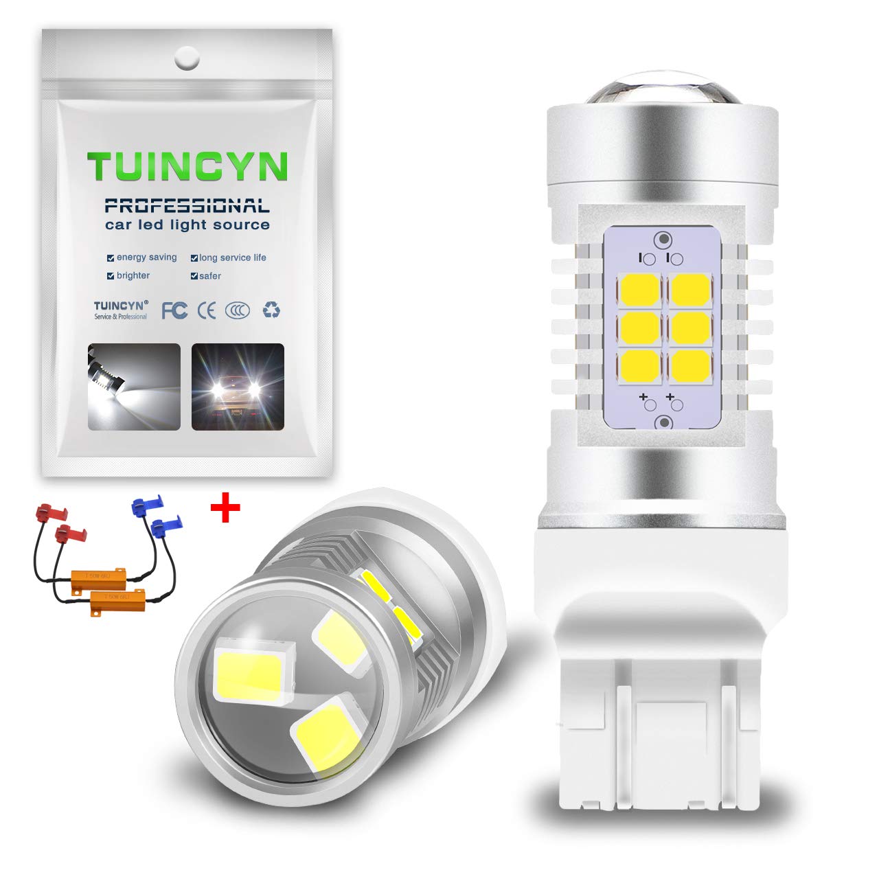 TUINCYN 3157 3157CK 3156 LED Turn Signal Light Bulbs White 3047 3057 ...