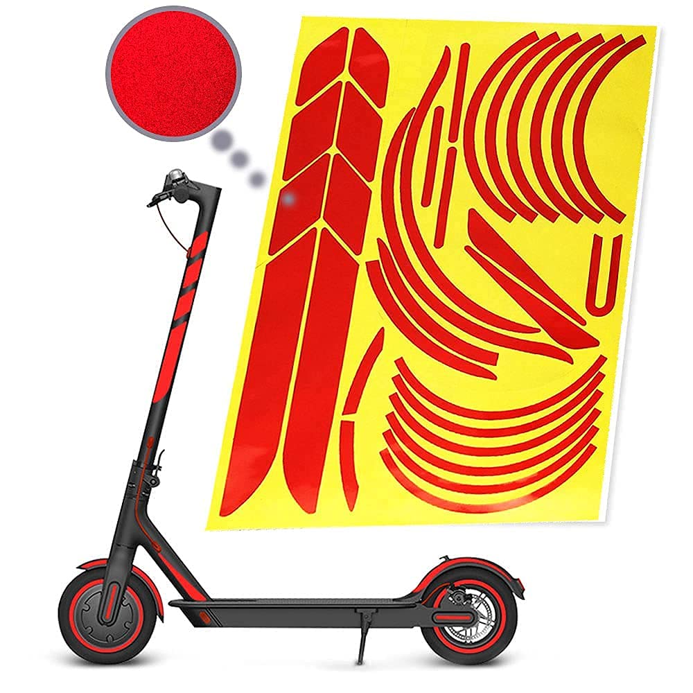 Reflective Stickers For Universal Scooter, Waterproof Pvc Styling Sports Warning Night Safety Protective Accessories Reflective Decals Decoration Accessories For Xiaomi M365 Electric Bikes. (red)