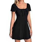 Auraxe Summer Puff Sleeve Short Mini Graduation Dresses for Women Cute Lace Up A Line Party Sundress 2026
