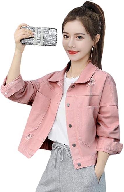 Amazon ｔａｉｔｅｎｇ デニムジャケット レディース ゆったり ジージャン ダメージ ショート丈 ジャケット デニム 長袖 アウター カジュアル 韓国 Gジャン ファッション 可愛い コート ジャケット 通販