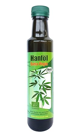 BIO Hanf Öl I 250 ml I Extra Virgin I erste Kaltpressung in Lichtschutzglasflasche I DE-ÖKO-013