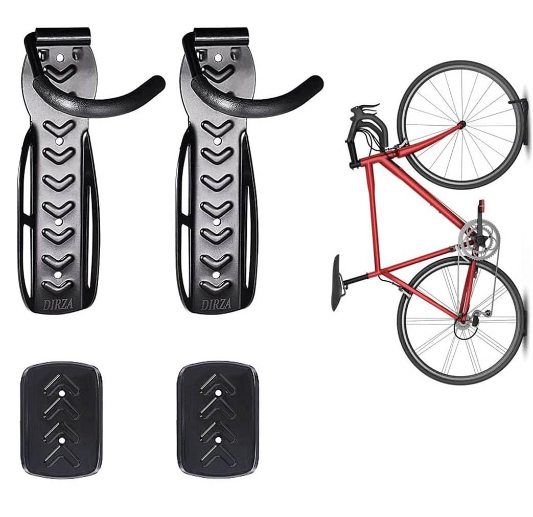 Dirza Vertical Bike Storage Rack - Indoor,Garage,Shed - Easy to Install - Holds Road,Mountain or Hybrid Bikes - 2 Pack