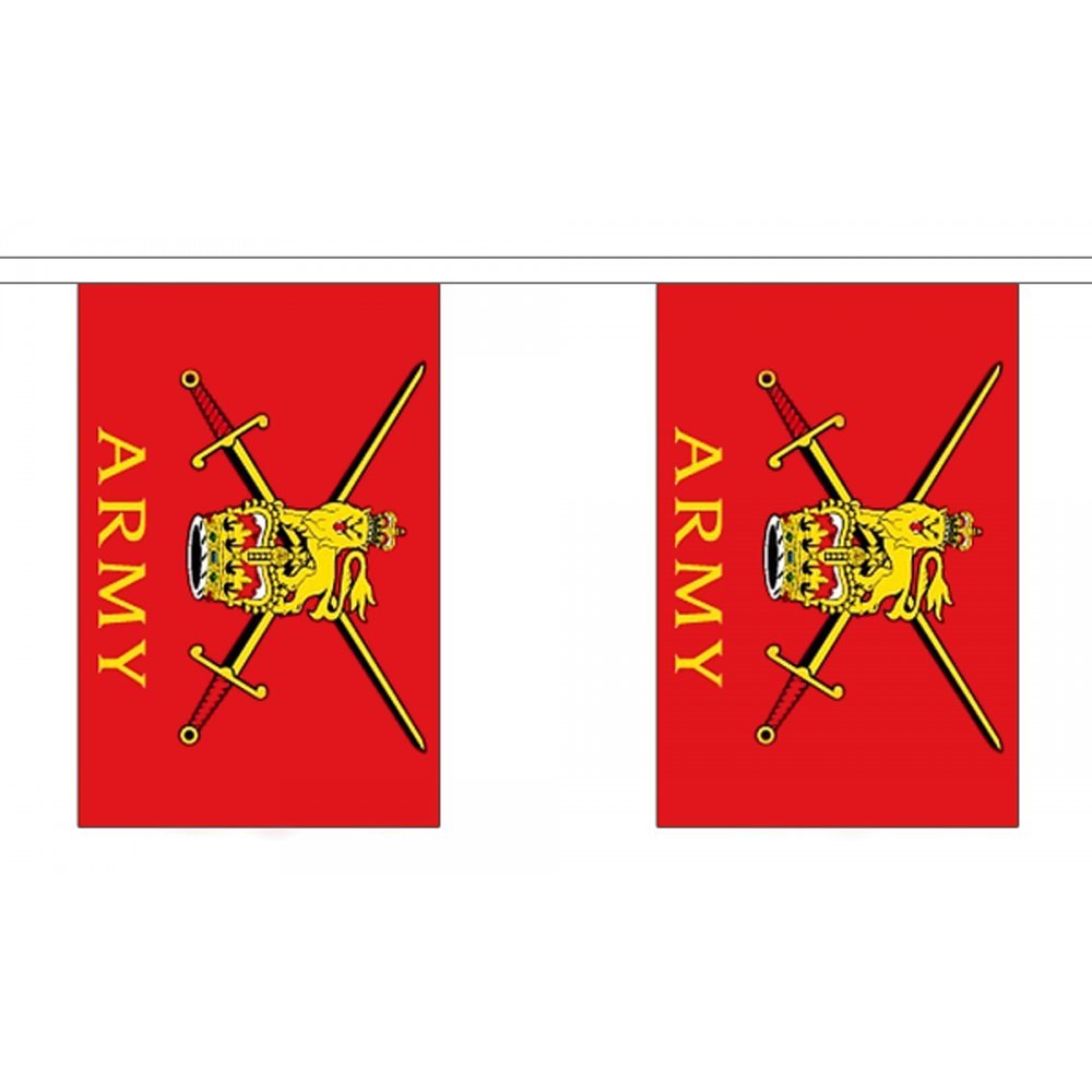 Flagtex British Army Fabric Bunting – 3m with 10 Flags – Fabric for Indoor & Outdoor Use – String Flags Banners UK Military Armed Forces Regiment