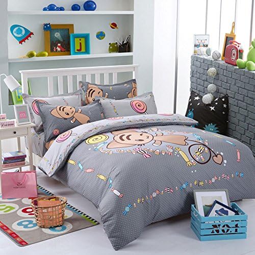 Girls Bedding Set Candy Pattern Duvet Cover Set Cotton Cartoon Bedding Set Cute Bed Sheet Polka Dot Duvet Cover,No Comforter Included (Queen, #3)