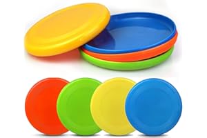 GAMTEC Sand Beach Toys Jumbo Thick 8" Flying Disc Toys for Kids Adults, Sport Yard Disc Toy for Outdoor Beach Accessories Backyard, Lawn, Park Durable ABS Gift Set Kids Boys Girls(8 Pack)