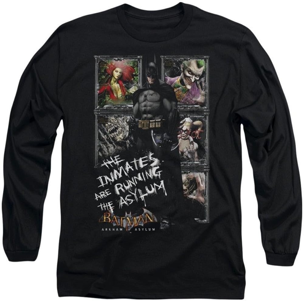 Sons Of Gotham Batman Arkham Asylum Running The Asylum Adult Long Sleeve T Shirt Amazon Com