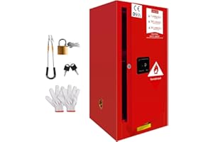 WETOXL 22 Gallon Flammable Cabinet 35H x 21W x 18.2D, Galvanized Steel Safety Storage Cabinet, Adjustable Shelf for Commercial Industrial Home Use (Red)