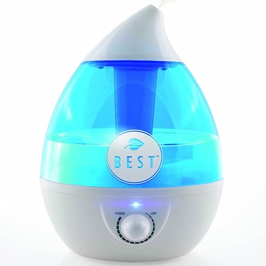 Best Cool Mist Humidifier (Full 10+ HOUR CAPACITY) - UltraSonic Steam Vaporizer - Whisper Quiet Technology - Personal Small Single Room Use or Large Whole Home - Moistair Electric with Warm LED Light