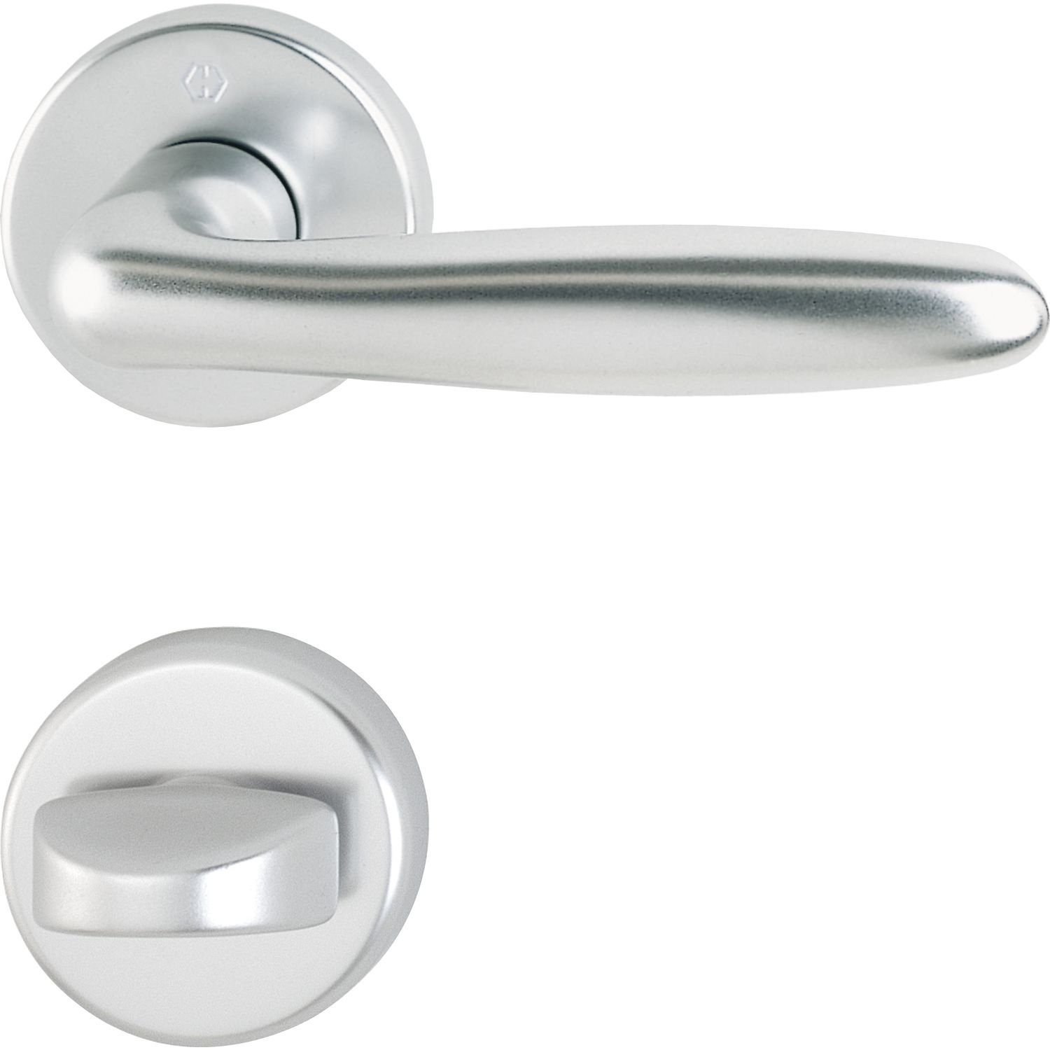 Hoppe Verona Door Handle Set with Rosette WC, Anodised Silver, 2950819
