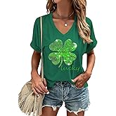 Casual V-Neck Graphic Tees for Women Summer Cute Short Sleeve Holiday Family Match T-Shirt Tops…