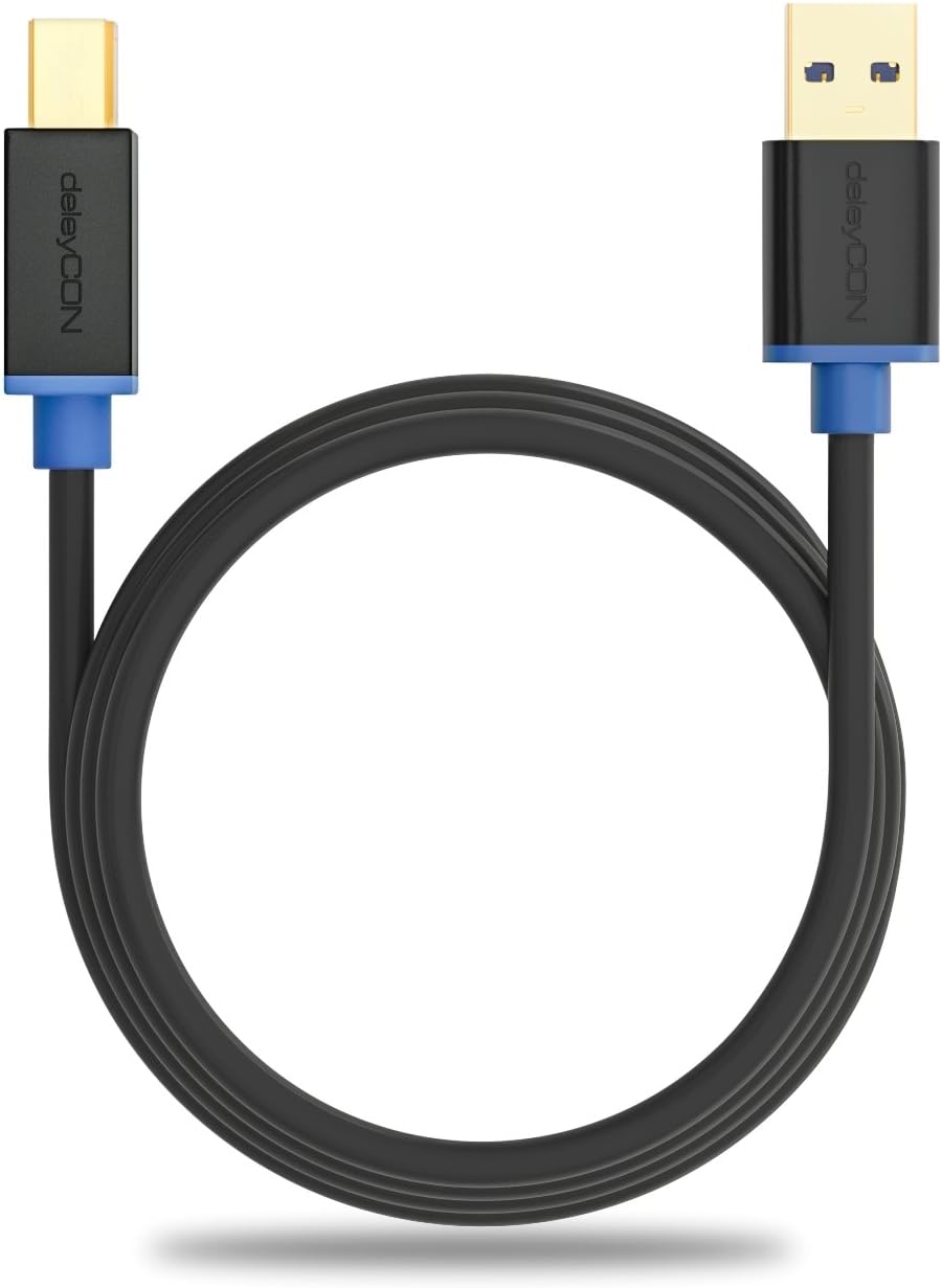 deleyCON 1.5m (4.92 ft.) USB 3.0 Super Speed Data Cable - USB A (Male) to USB B (Male) Transfer Rates up to 5Gbit/s - Black - Image 5