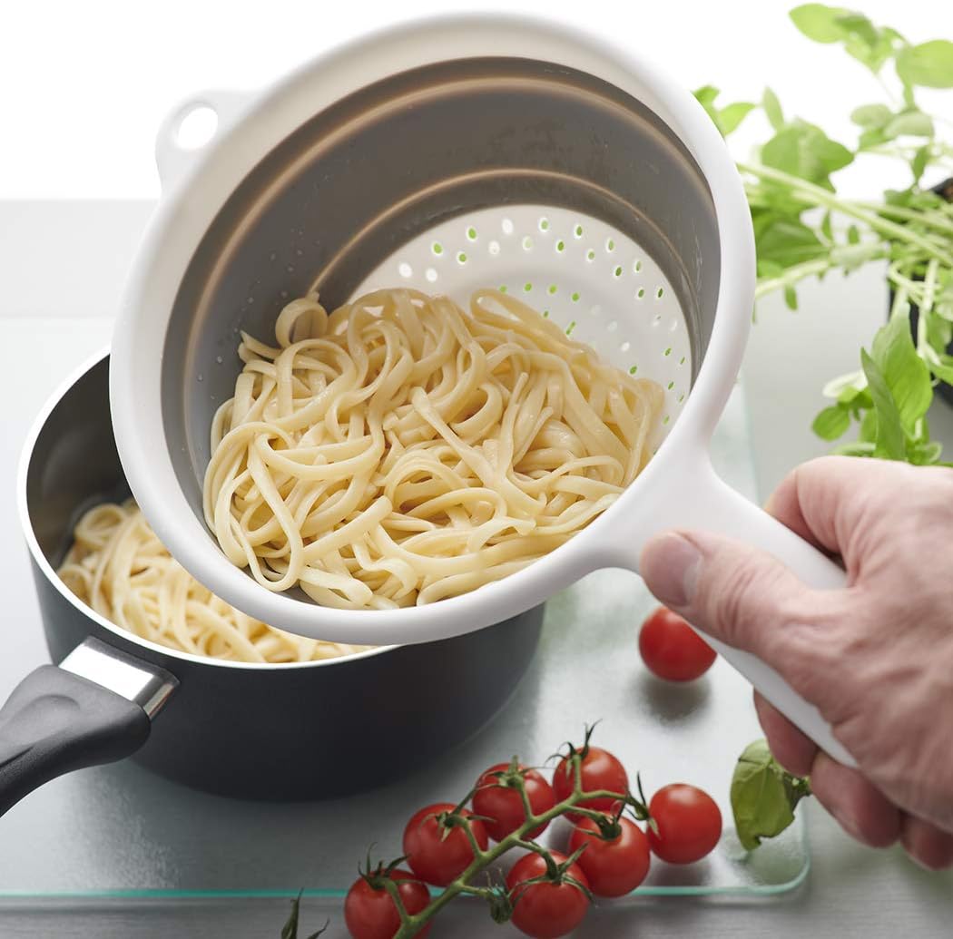 Addis 517522 "Pop & Store Collapsible Food Colander with Handle, White and Grey, 34 x 20 x 3 cm - Image 5