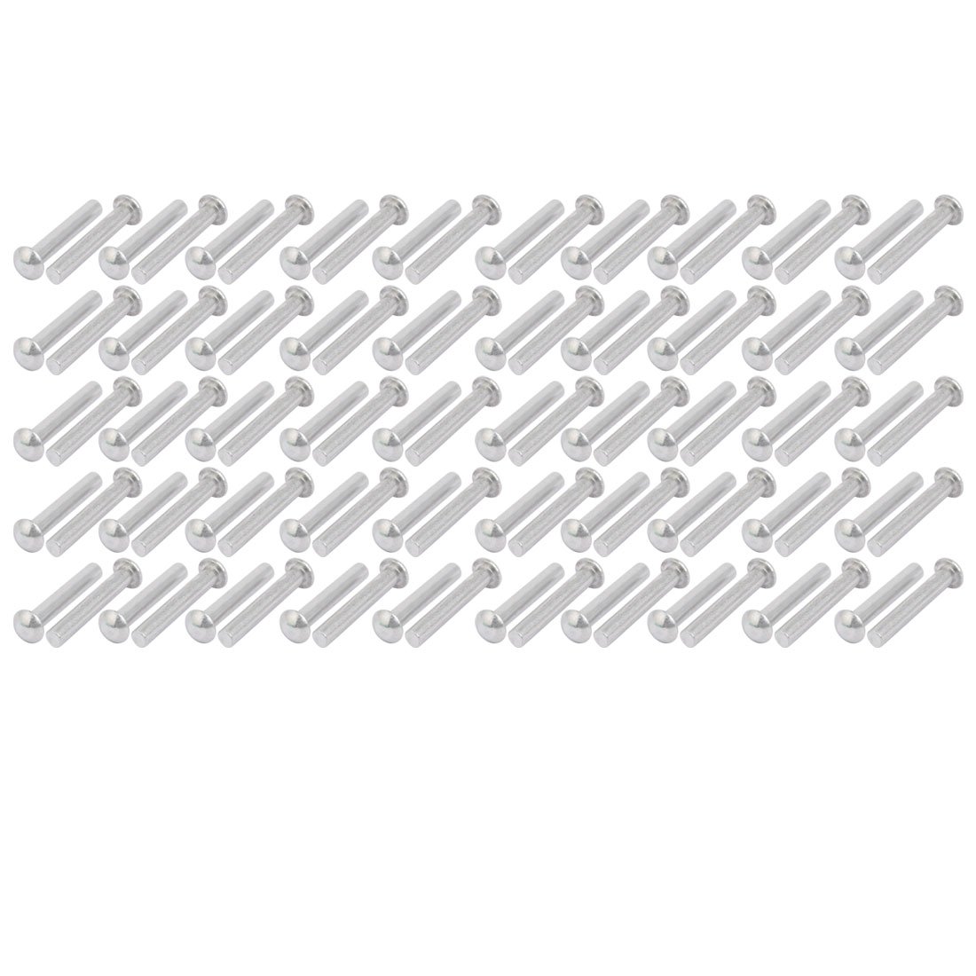 Sourcingmap 100pcs M4 x 25mm Aluminum Half Round Head Solid Rivet Fastener Silver Tone